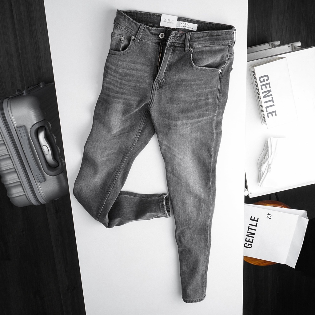 Quần jean dài nam Zara xám Form Slimfit,chất vải co dãn,ống quần 15 - 17cm - JZR544