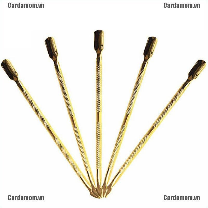{carda} Gold Color Nail Art Stainless Steel Cuticle Pusher Remover Trimmer Manicure{LJ}