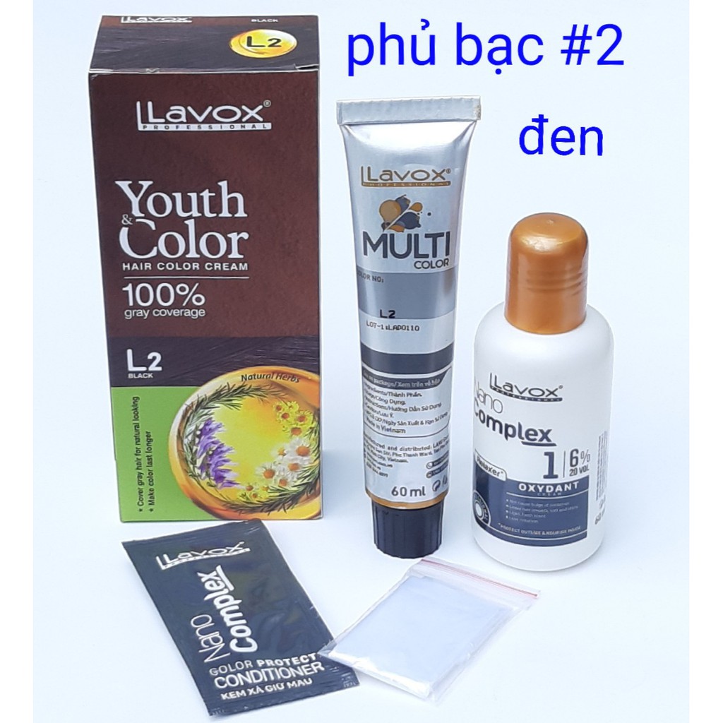 nhuộm phủ bạc Lavox 60ml x2 tự nhiên 100% màu thảo mộc cao cấp cover gray hair for natural herbs | BigBuy360 - bigbuy360.vn