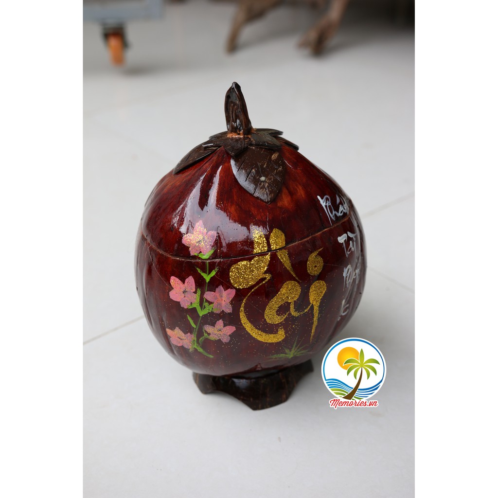 Vỏ Giữ Ấm Bình Trà Trái Dừa Khắc Chữ Thư Pháp - Quà Tặng Ngày Lễ, Tết Trang Trí Handmade  Memories.vn