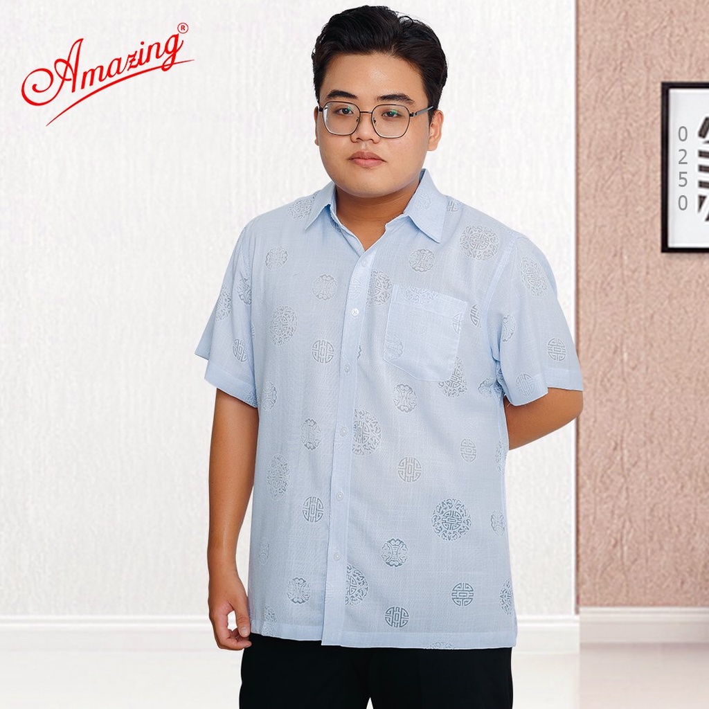 Áo hoa văn trung niên, phong cách phóng khoáng, rộng rãi, chất liệu vải xô cực mát, hoạ tiết dân gian, hiệu Amazing