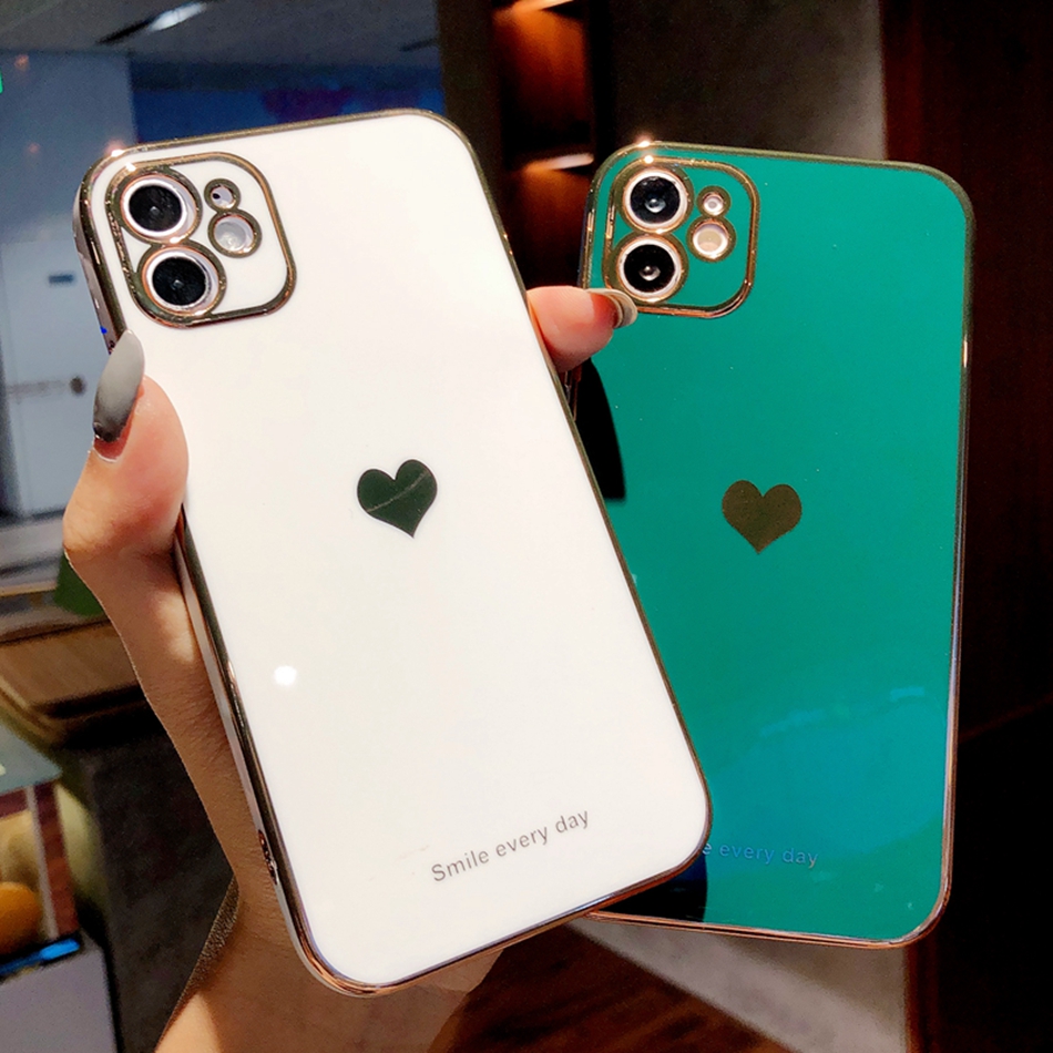 Ốp điện thoại mềm in hình trái tim bảo vệ camera cho IPhone 12 Mini 11 Pro X XS Max 7 8 Plus XR 7Plus 8Plus | BigBuy360 - bigbuy360.vn