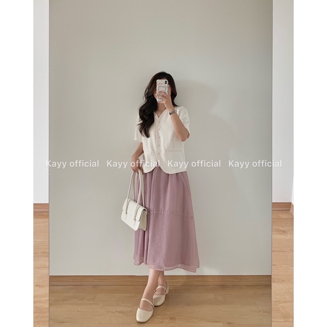 KAYY. Chân váy voan bồng nhiều màu dáng dài - Cv8938