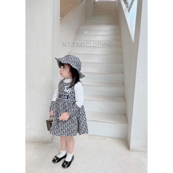 Set áo zip + váy + nón đi ò cho bé gái