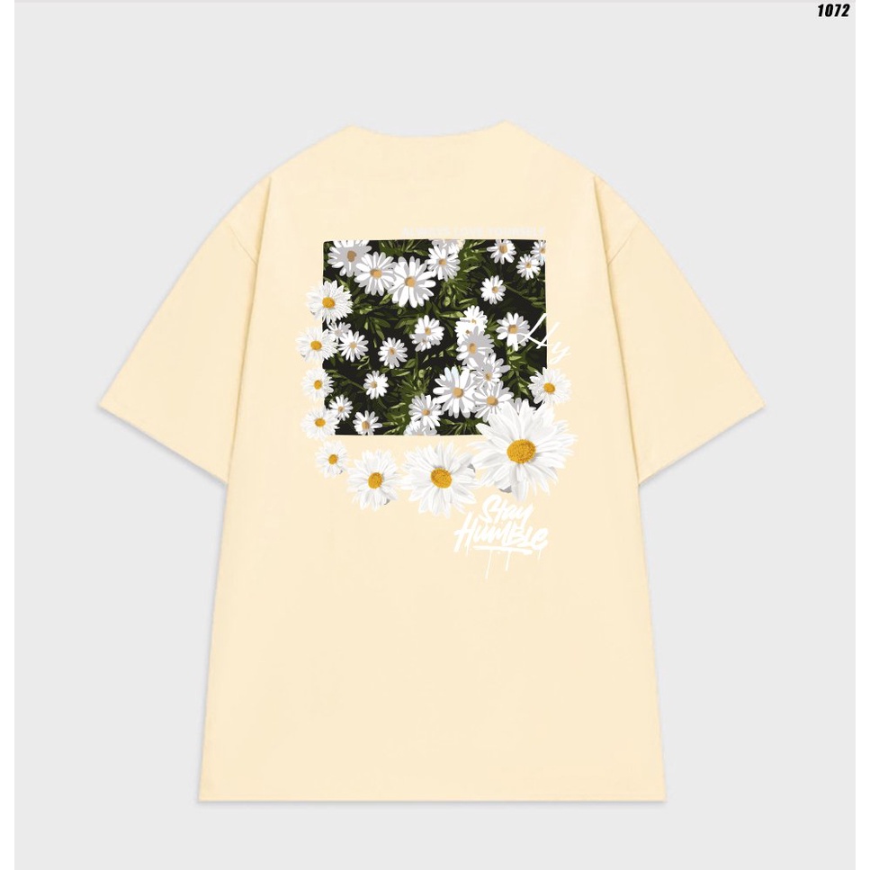 Áo phông tay lỡ form rộng nam nữ unisex Hoa cúc 1072 HY STUDIO