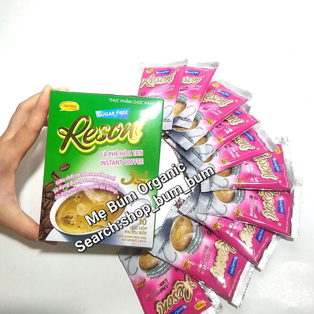 Combo 3 hộp Cafe ăn kiêng RESONI - hộp 10 gói*20g - chuyên dành cho người tiểu đường, ăn kiêng, giảm cân