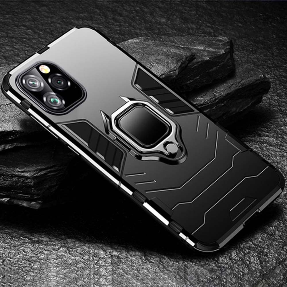 Ốp điện thoại Armor nhám có giá đỡ dạng vòng tròn chống sốc cho iPhone 11Pro 11Pro Max 11 XS 7 8 Plus JRXDZ