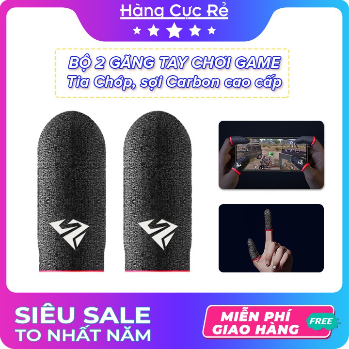 Bộ 2 Găng tay chơi game Tia Chớp, sợi Carbon cao cấp - Shop Hàng Cực Rẻ