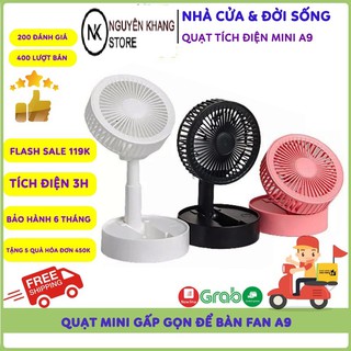 Quạt Mini Để Bàn Sạc Tích Điện Gấp Gọn USB Fan A9, Siêu Tiện Dụng Cho Mùa Hè 2021