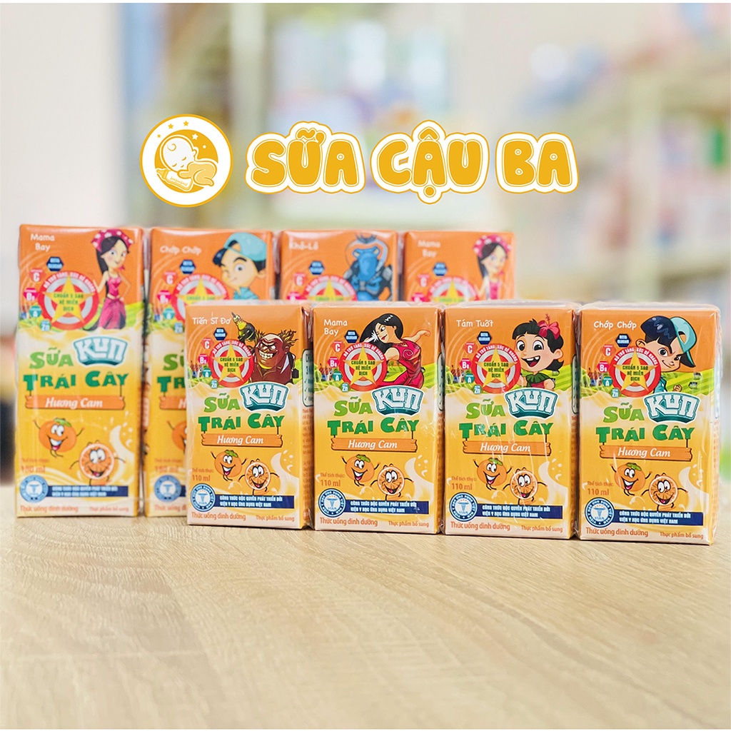 DATE MỚI Lốc Sữa Trái Cây Kun Hương Cam