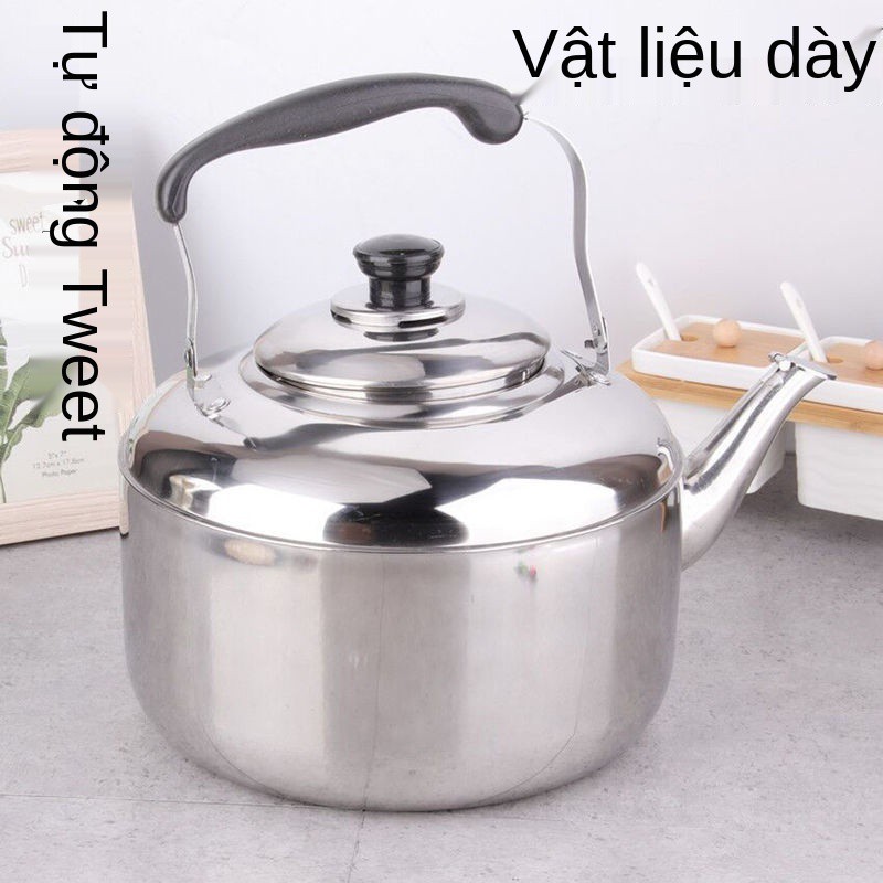 ❣Ấm đun nước inox 304 thương mại 4L5L6L nồi sôi bếp từ có còi gas dày công suất lớn