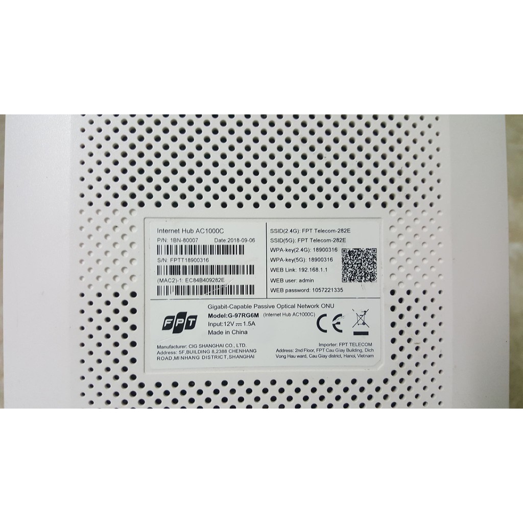 Modem quang wifi fpt G-97RG6M phát 2 băng tần  (Đã qua sử dụng)