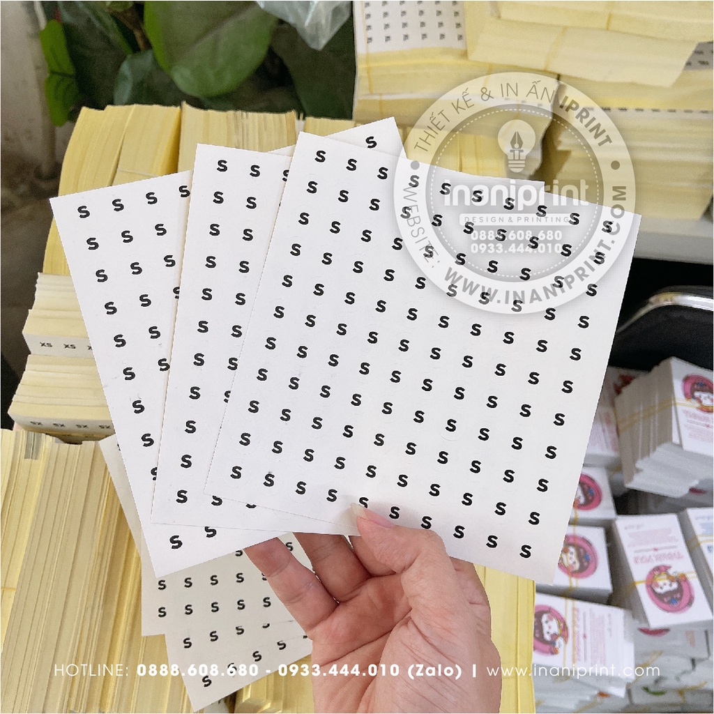 Tem Size, Decal Dán Size Quần Áo - Tem Dán Số Quần Áo, Giày Dép