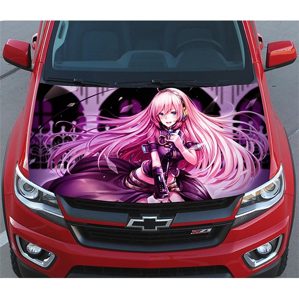 Tem Decal Xe Cô Gái Phim Hoạt Hình Anime Sticker Dán Nắp Capo Đẹp Trang Trí Ô Tô, Xe hơi, , Đồ Họa