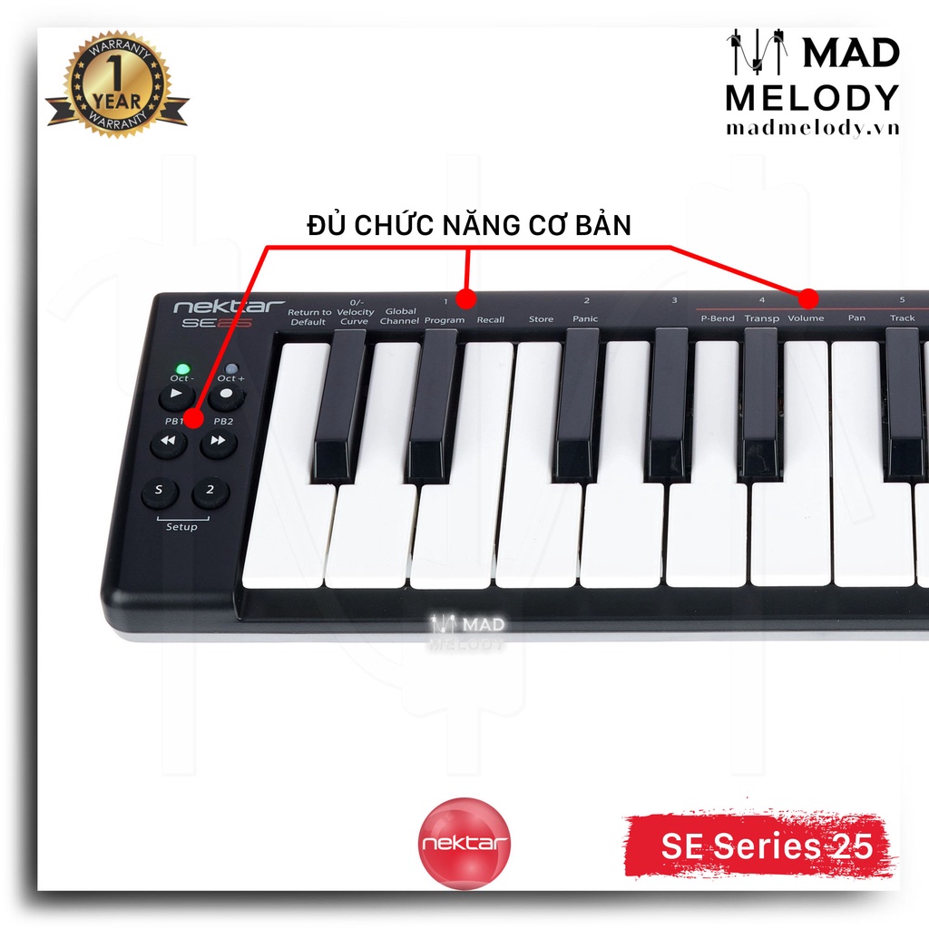 Nektar SE25 25-Key Mini USB MIDI Keyboard Controller (Đàn soạn nhạc mini 25 phím, Brand New)