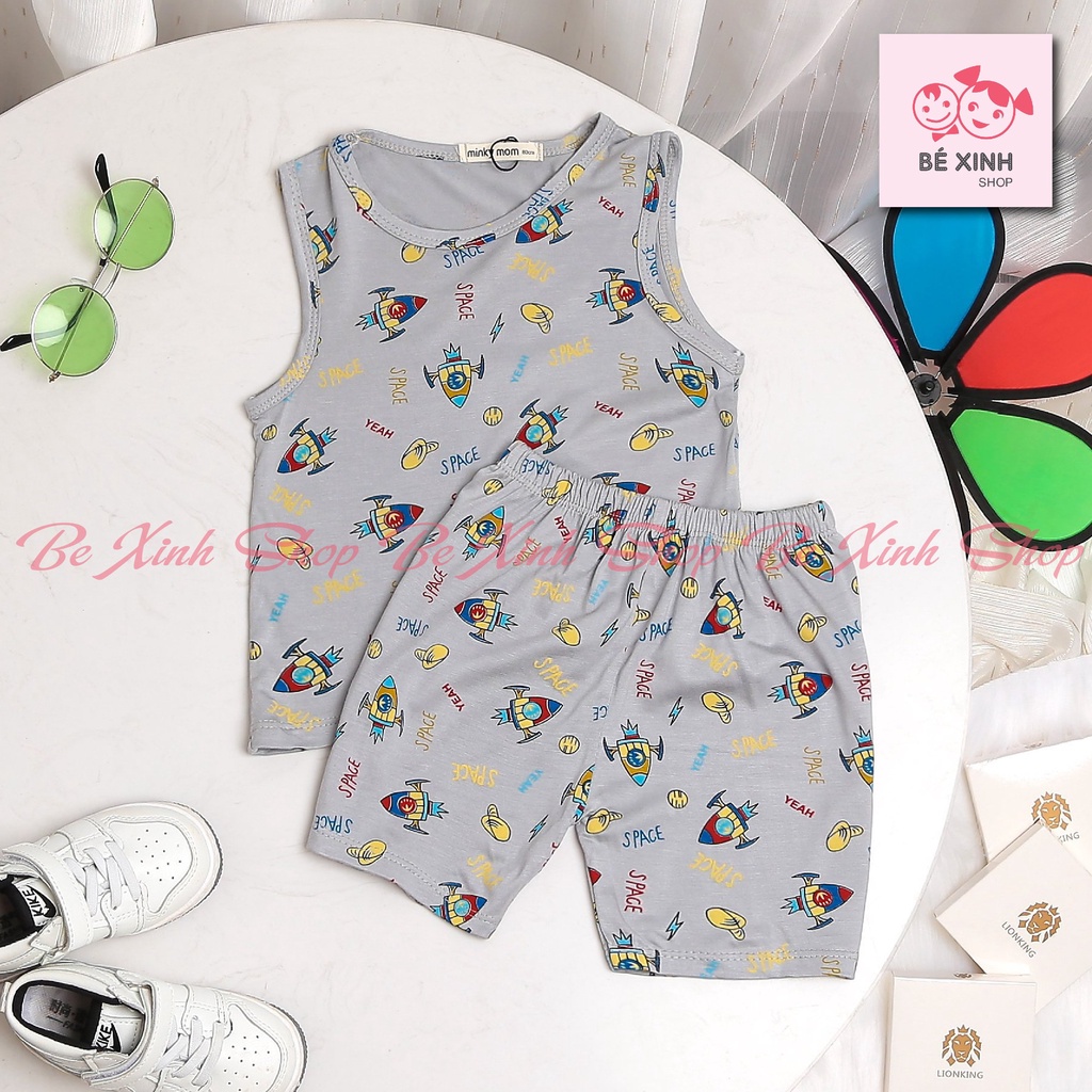 Ba Lỗ Đồ Bộ Cho Bé Trai, Bé Gái Minky Mom Thun Lạnh [Giá Sale] Bộ Quần Áo Cho Bé 3 Lỗ SÁT NÁCH HỌA TIẾT Thun Mát Lạnh hè