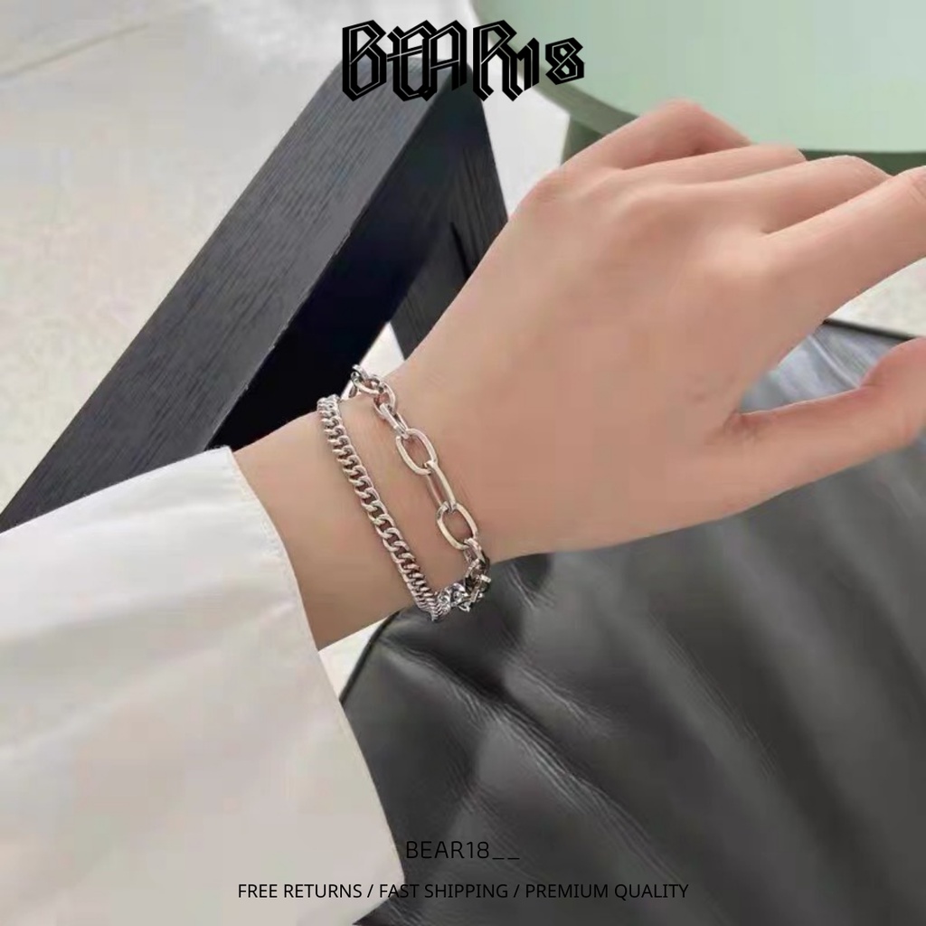 [Full size] Vòng tay - lắc tay bạc trơn thép titan không gỉ thiết kế cá tính đơn giản dễ phối đồ BEAR18 - L111