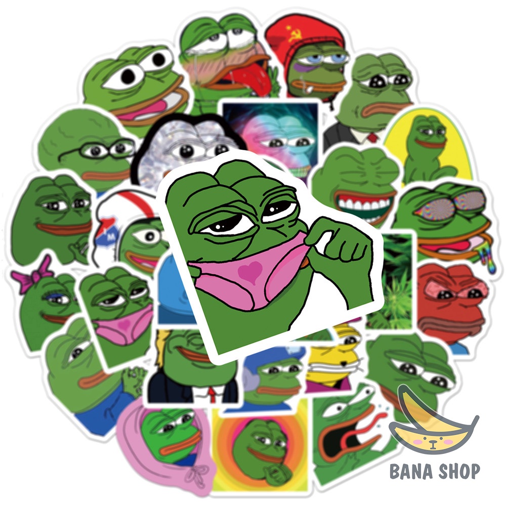 Set 50 sticker ếch xanh Pepe sad frog siêu bựa dành cho vozer