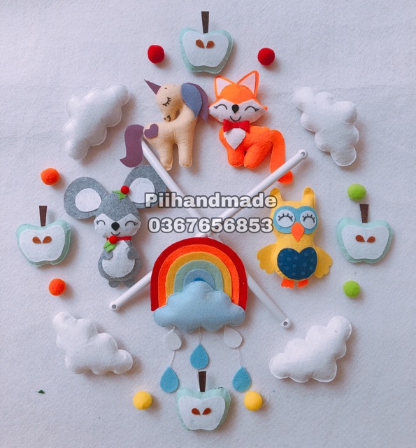 (SẴN) 🦊🦓🌈🐀🌴🦉 TREO NÔI CHO BÉ YÊU HANDMADE VẢI NỈ MÀU SẮC