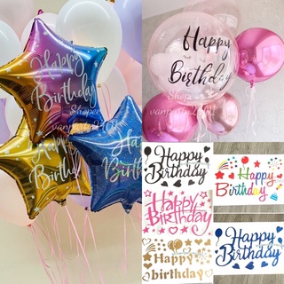Decal dán chữ Happy Birthday trang trí bóng jumbo, bóng bobo dịp sinh nhật, thôi nôi…