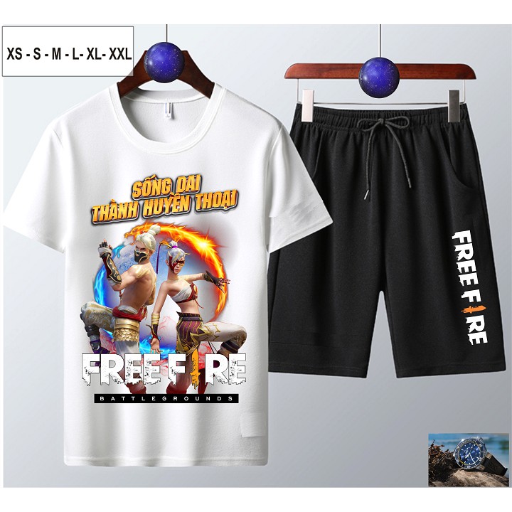 Bộ Áo thun + Quần Short nam in hình Free Fire giá siêu sock - Thích Khách Âm Dương
