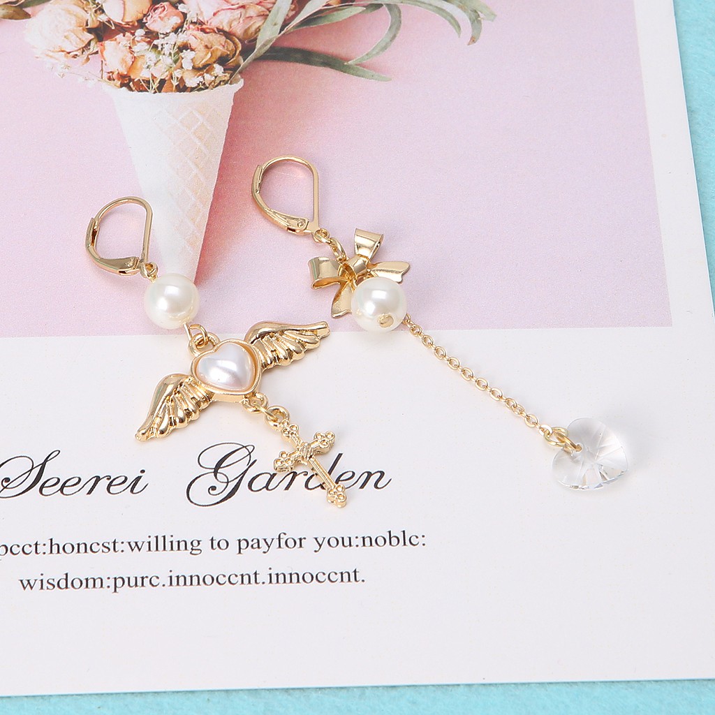 Khuyên tai dáng dài đính ngọc trai nhân tạo sang trọng thanh lịch