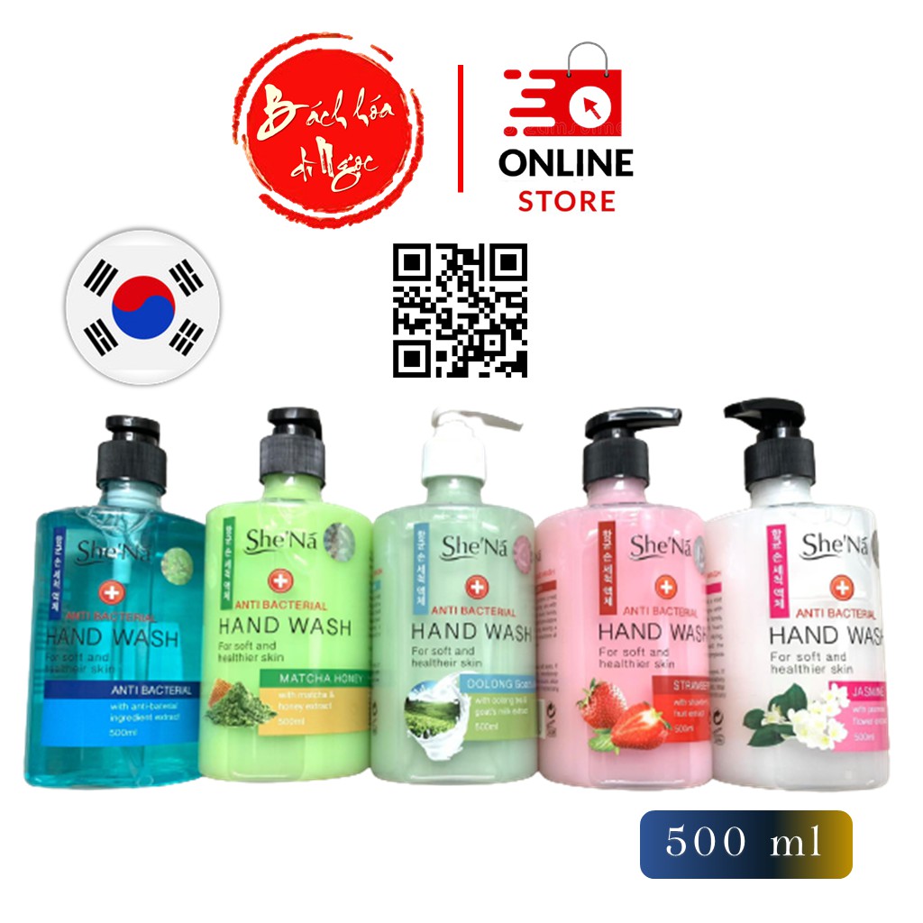 Nước rửa tay She'nã hương Trà Lài (Jasmine) 500ml công thức Hàn Quốc dịu nhẹ với làn da mịn màng của bạn