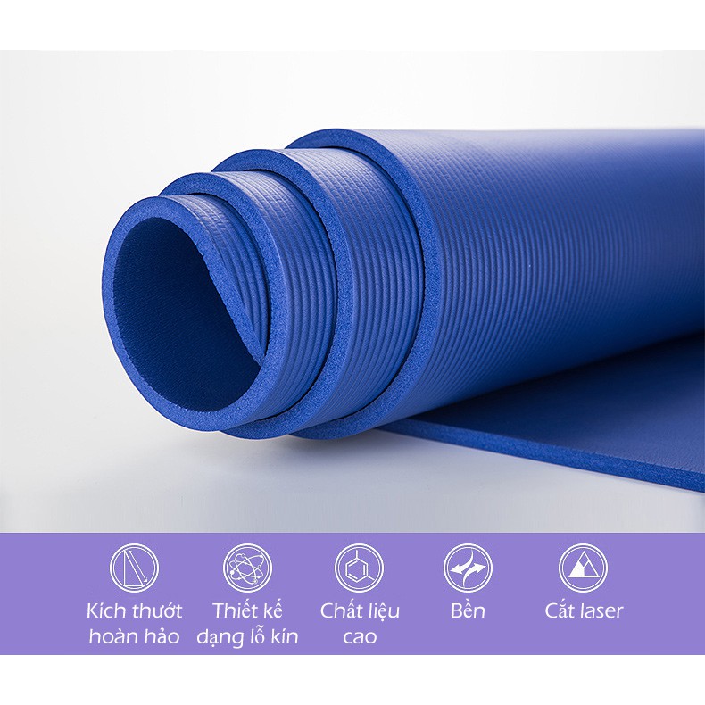 Thảm tập thể dục, Yoga NBR không trơn trược, Thảm Yoga Paledas 10mm kèm dây đeo