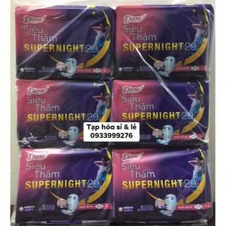 6 Gói Diana ban đêm super night siêu thấm có cánh gói 4 miếng (29cm)
