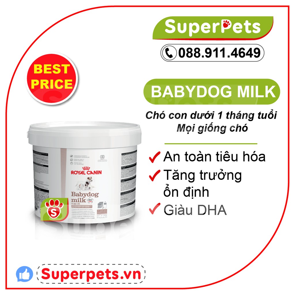 [ CHÍNH HÃNG] Sữa Bột Cho Chó Royal Canin Babydog Milk cho Cún Con 400g SUPERPETS VIỆT NAM