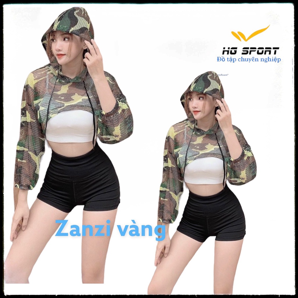 Áo Tập Gym, Zumba, Đồ Tập Thể Thao Nữ Croptop dáng rộng, có mũ CRD01