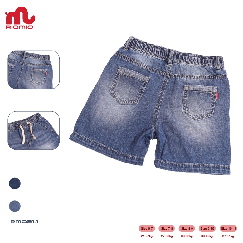 Quần short jean bé trai RIOMIO ống suông chất liệu Denim Cotton thoải mái - RM021