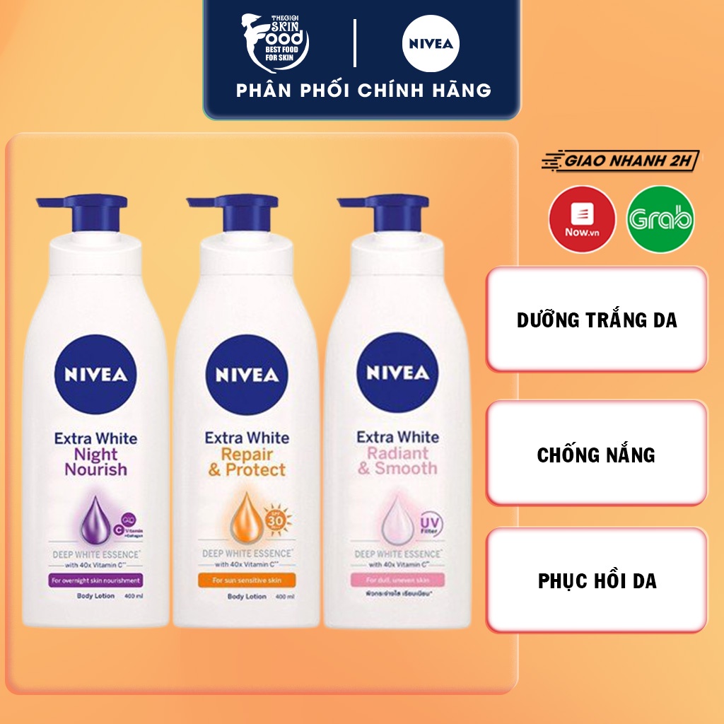 Sữa Dưỡng Thể Sáng Da Ngày &amp; Đêm Nivea Extra White Night Nourish Body Lotion