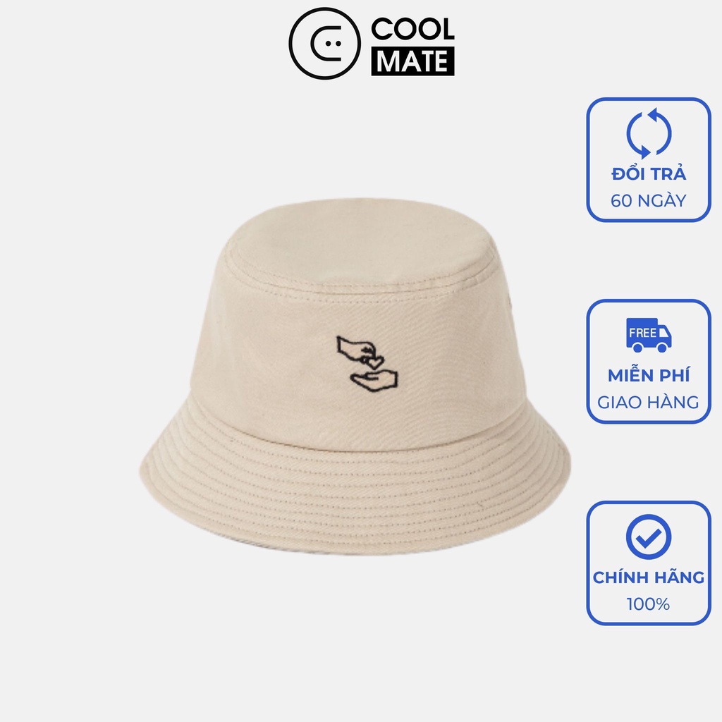 Mũ Bucket Hat thêu Heart Symbol - màu be thương hiệu Coolmate