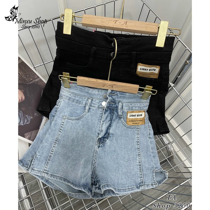 Quần sooc bò jean nữ cạp cao, quần shorts jeans Quảng Châu phong cách Hàn Quốc sành điệu mã Q3250