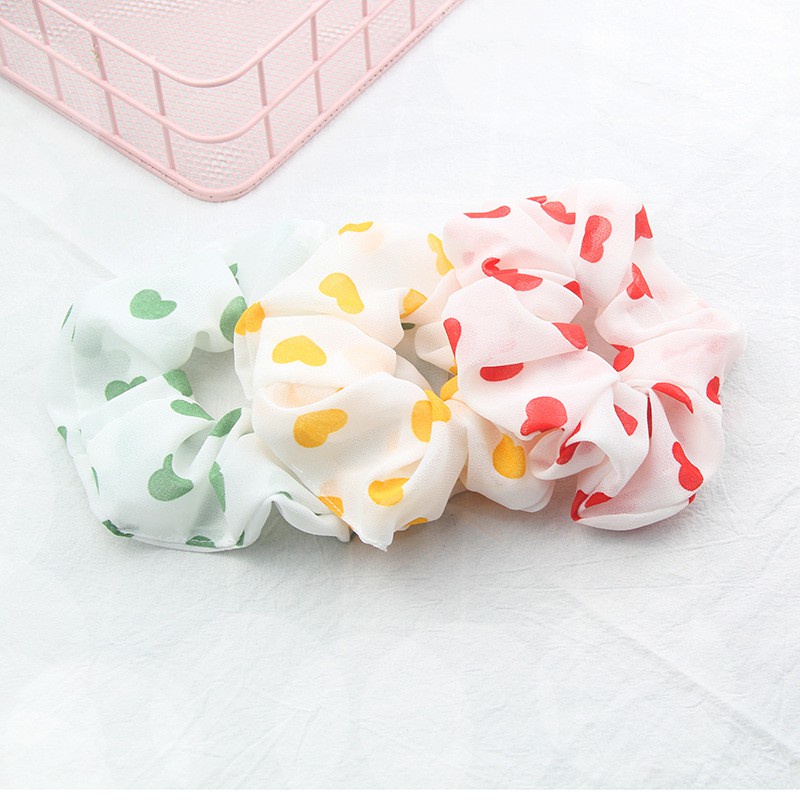 Dây buộc tóc scrunchie hình tim phong cách thời trang Hàn Quốc