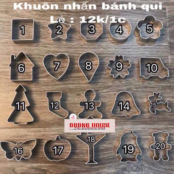 KHUÔN NHẤN BÁNH QUI Hình Gấu/ ngôi nhà/ trái tim/ sao/ cây thông