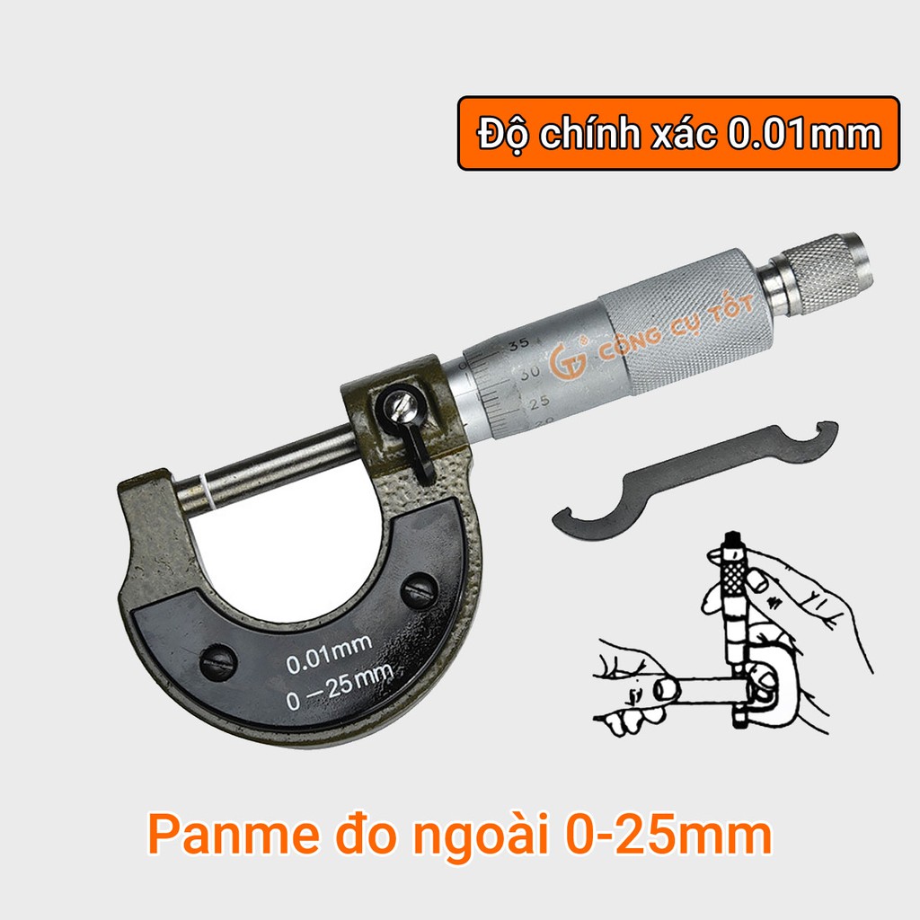 Panme đo ngoài 0-25mm độ chính xác 0.01mm