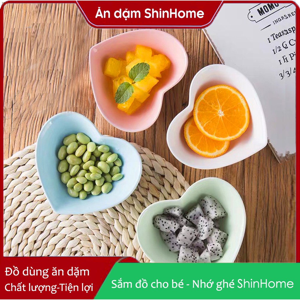 Bát sứ ăn dặm hình tim chất sứ dày
