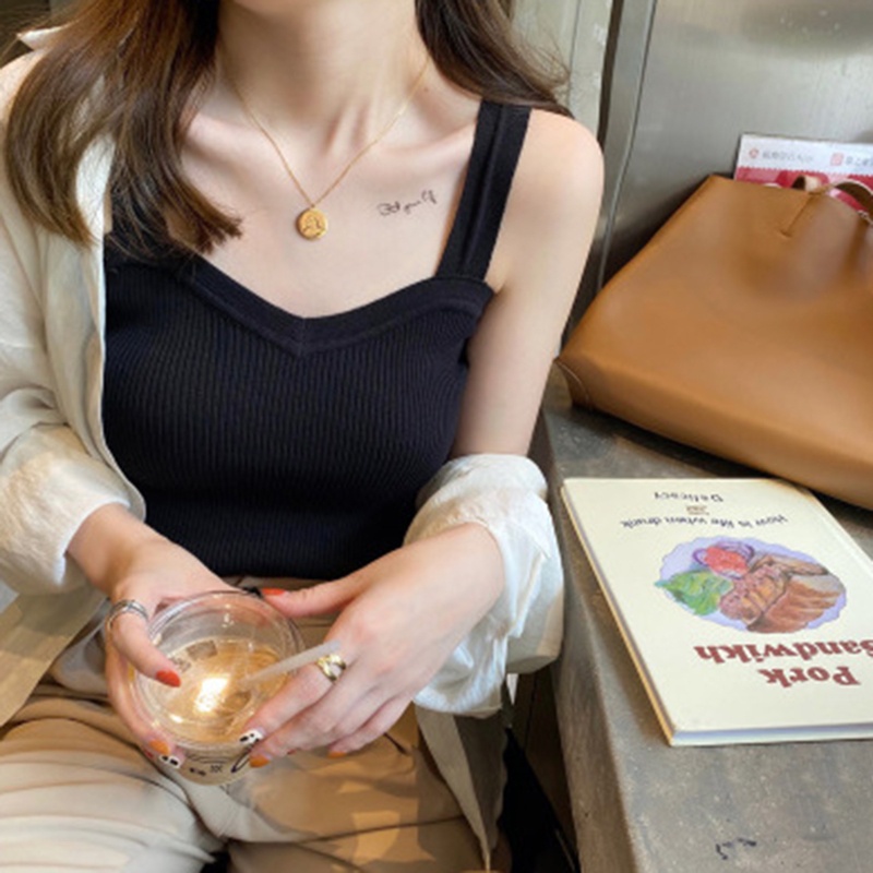 Áo Len Không Tay Cổ Chữ V Phong Cách Hàn Quốc Gợi Cảm Cho Nữ