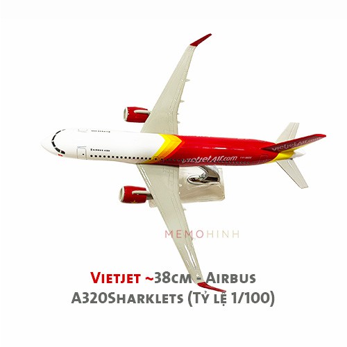 Mô hình máy bay Vietjet ~38cm - Airbus A320 Sharklets (Tỷ lệ 1/100)