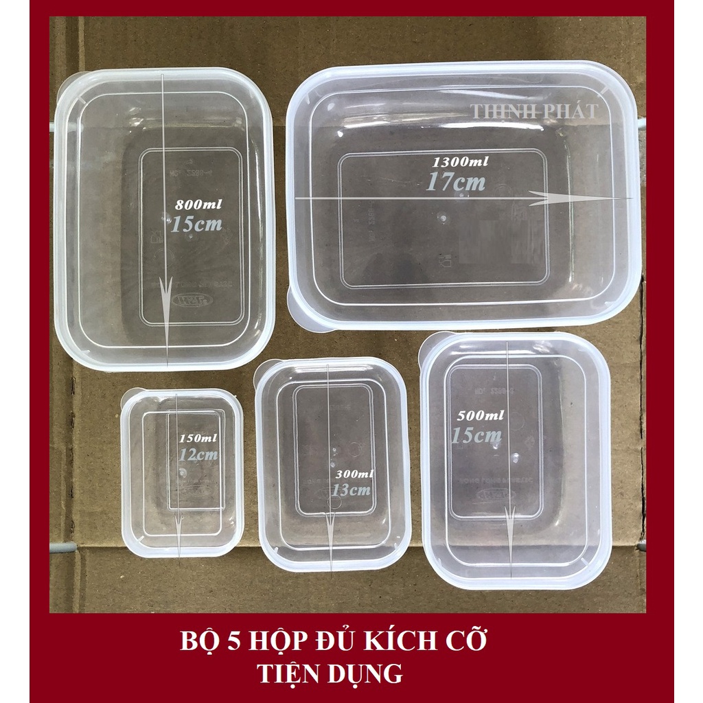 Bộ 5 hộp đựng thực phẩm bầu Song Long 2288