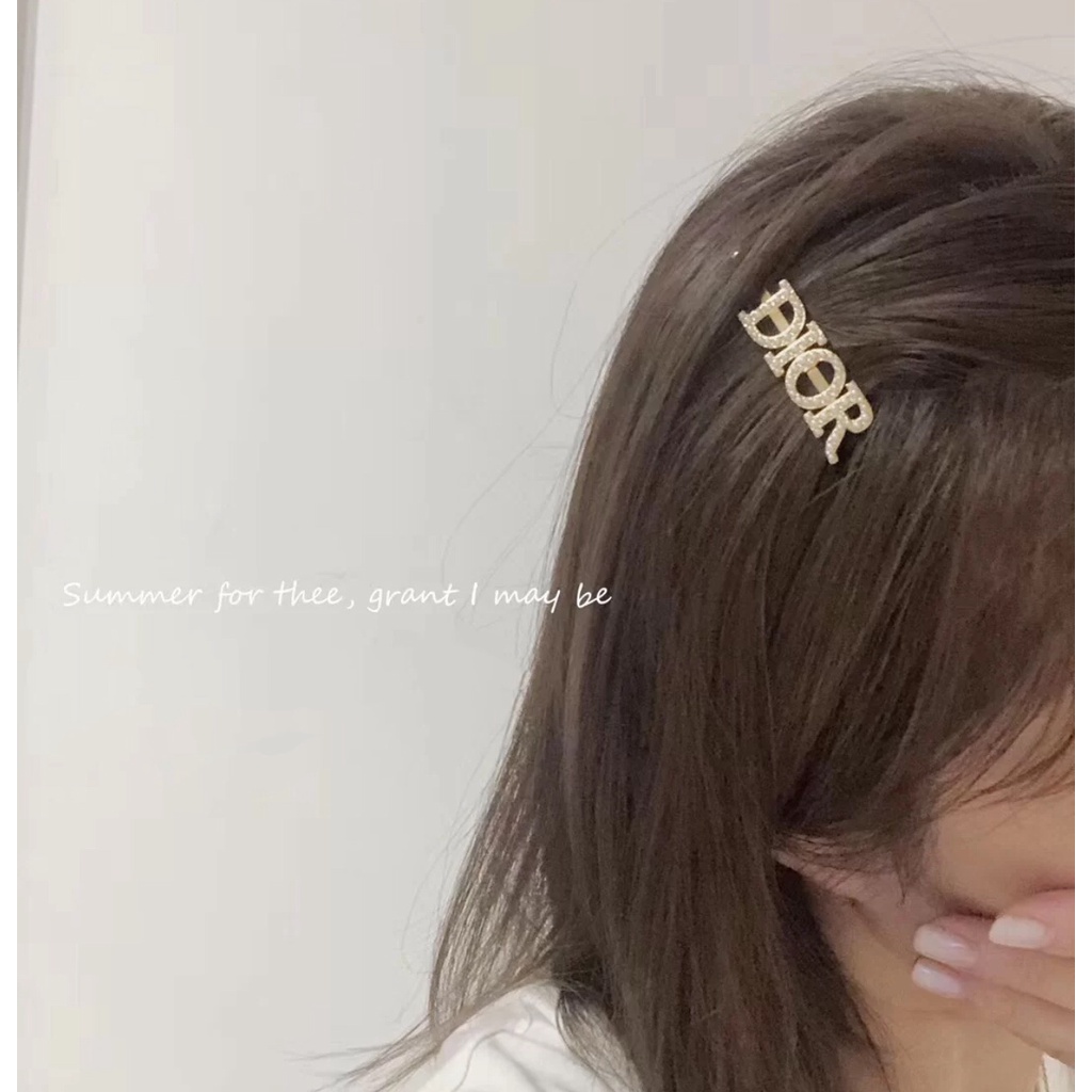 Kẹp tóc mạ bạc 925 hình chữ đính đá lấp lánh thời trang