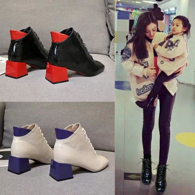 _ Boots cao gót đế vuông 5cm da trơn sang chảnh dễ đi không đau chân (CÓ VIDEO & ẢNH THẬT)