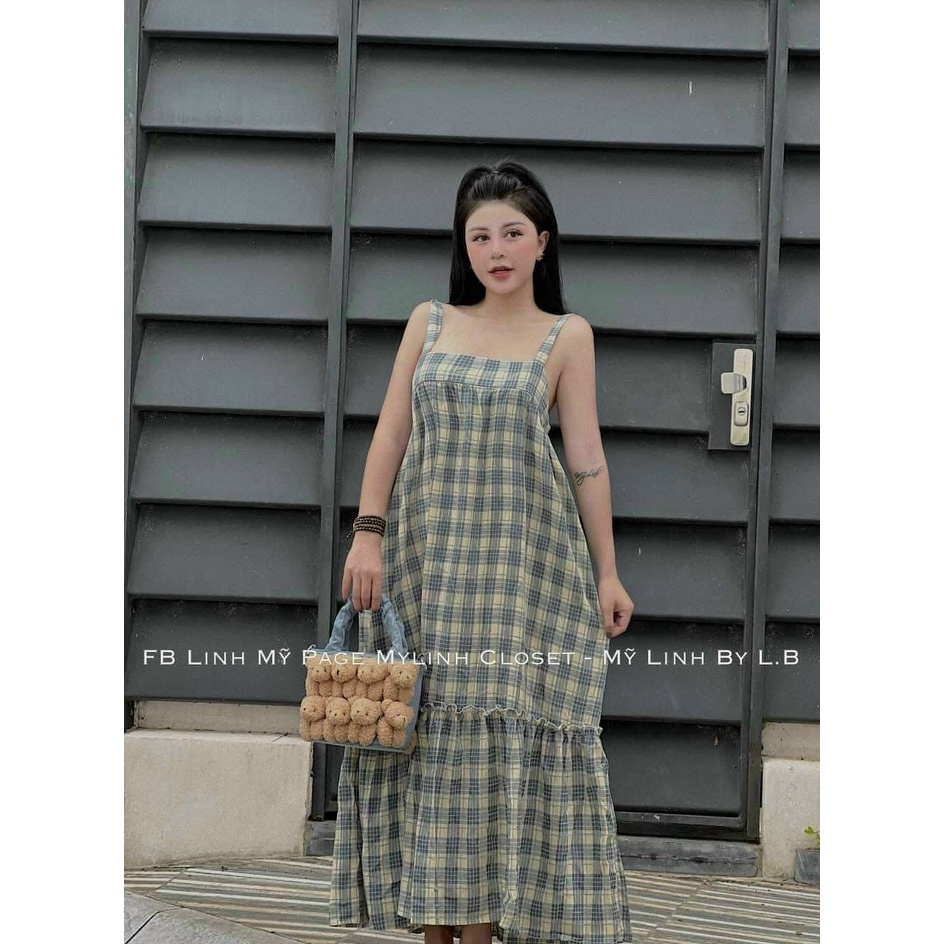 Đầm Suông Nữ Caro Phối Tầng Cực XInh UP