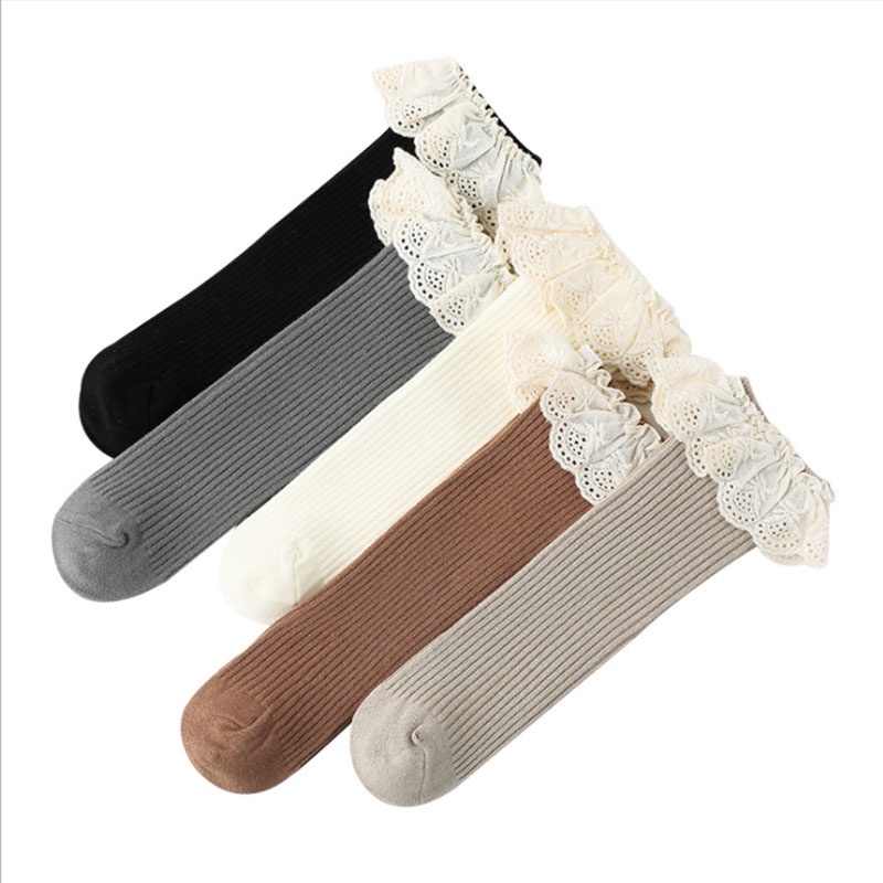 Vớ Dài Đến Đầu Gối Bằng Vải Cotton Mềm Mại Phong Cách Hàn Quốc Dành Cho Bé Gái 0-8 Tuổi