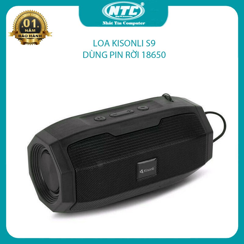 Loa bluetooth Kisonli S9 hỗ trợ nghe USB/TF/FM/AUX/TWS - dùng pin rời 18650 tiện lợi (Nhiều màu)