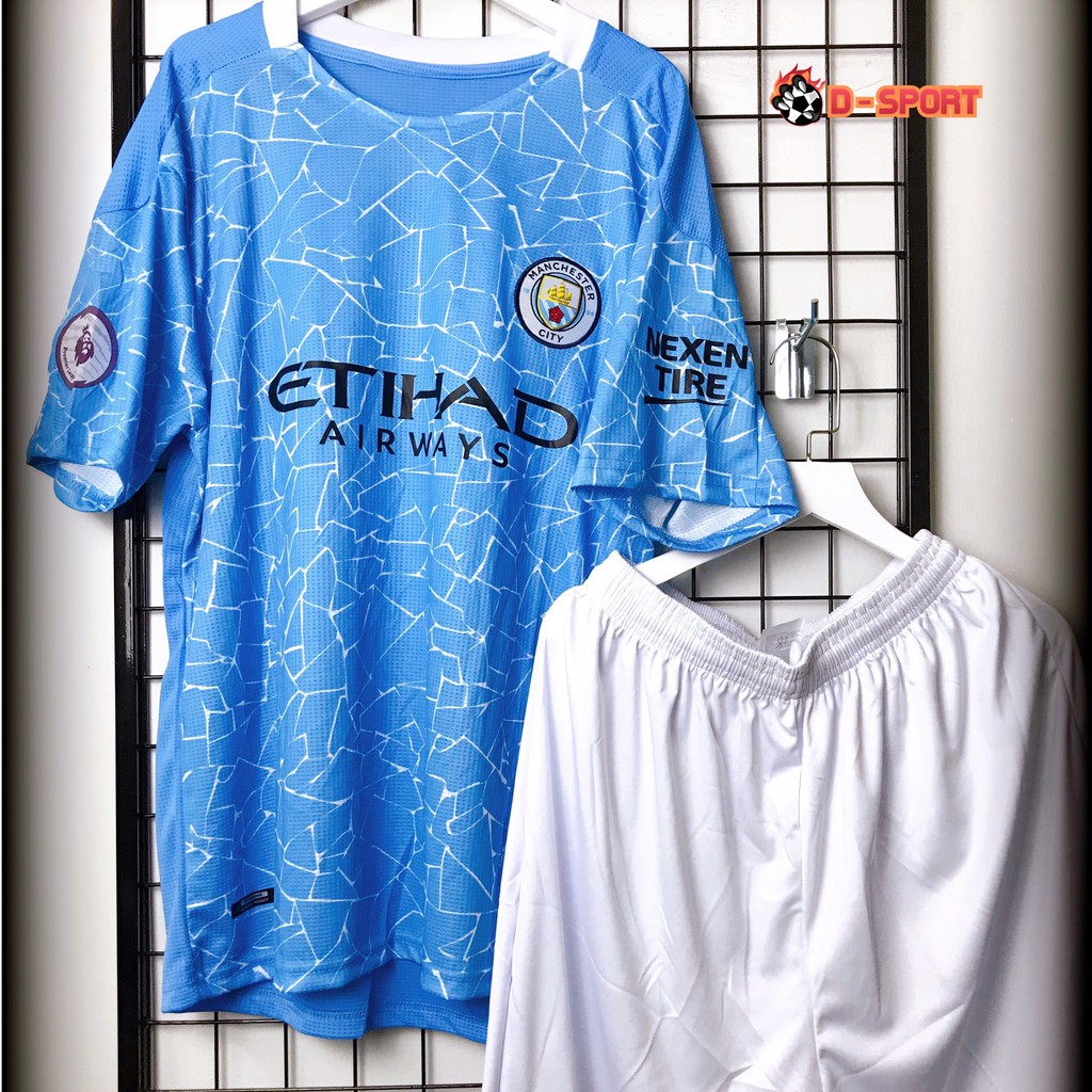 Quần Áo Bóng Đá CLB Man City Home 20/21 - Hàng Nhập Thái - Vải Mè Cao Cấp