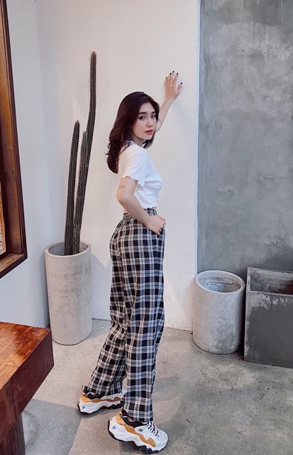 ÁO BEEN CROPTOP VÀ QUẦN CARO CULOTES from suông rộng