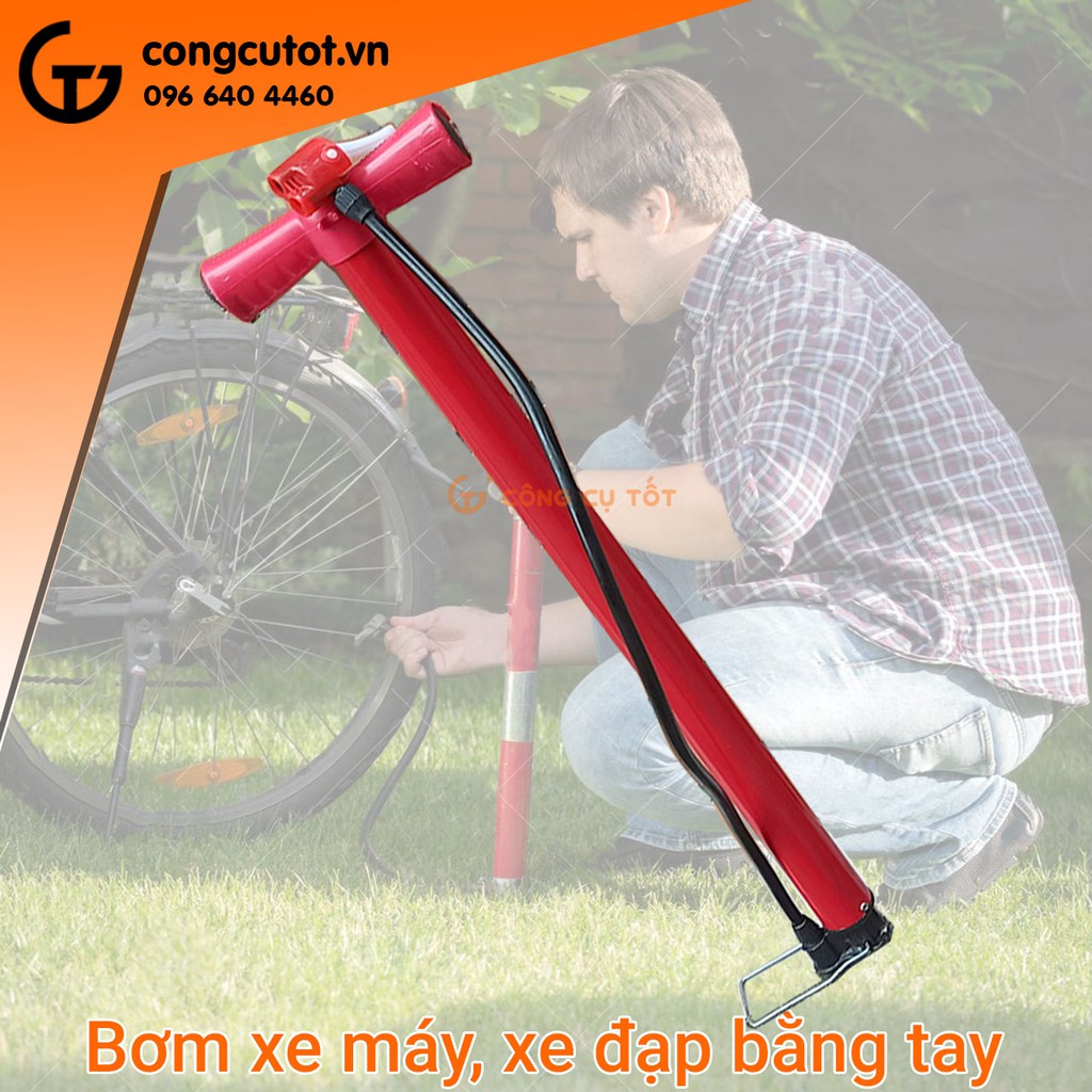 Bơm xe đạp xe máy bằng tay ống bơm Φ4x53cm màu đỏ